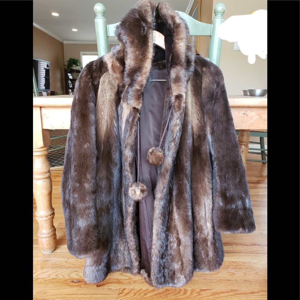 🦊Women's fox fur jacket with hood/two pockets🦊